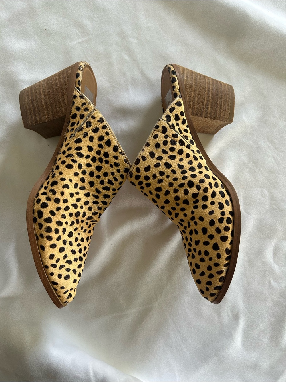 Dolce Vita Filomina Leopard Print Calf Hair Stacked Heel Mules Size 8.5 - Picture 7 of 10